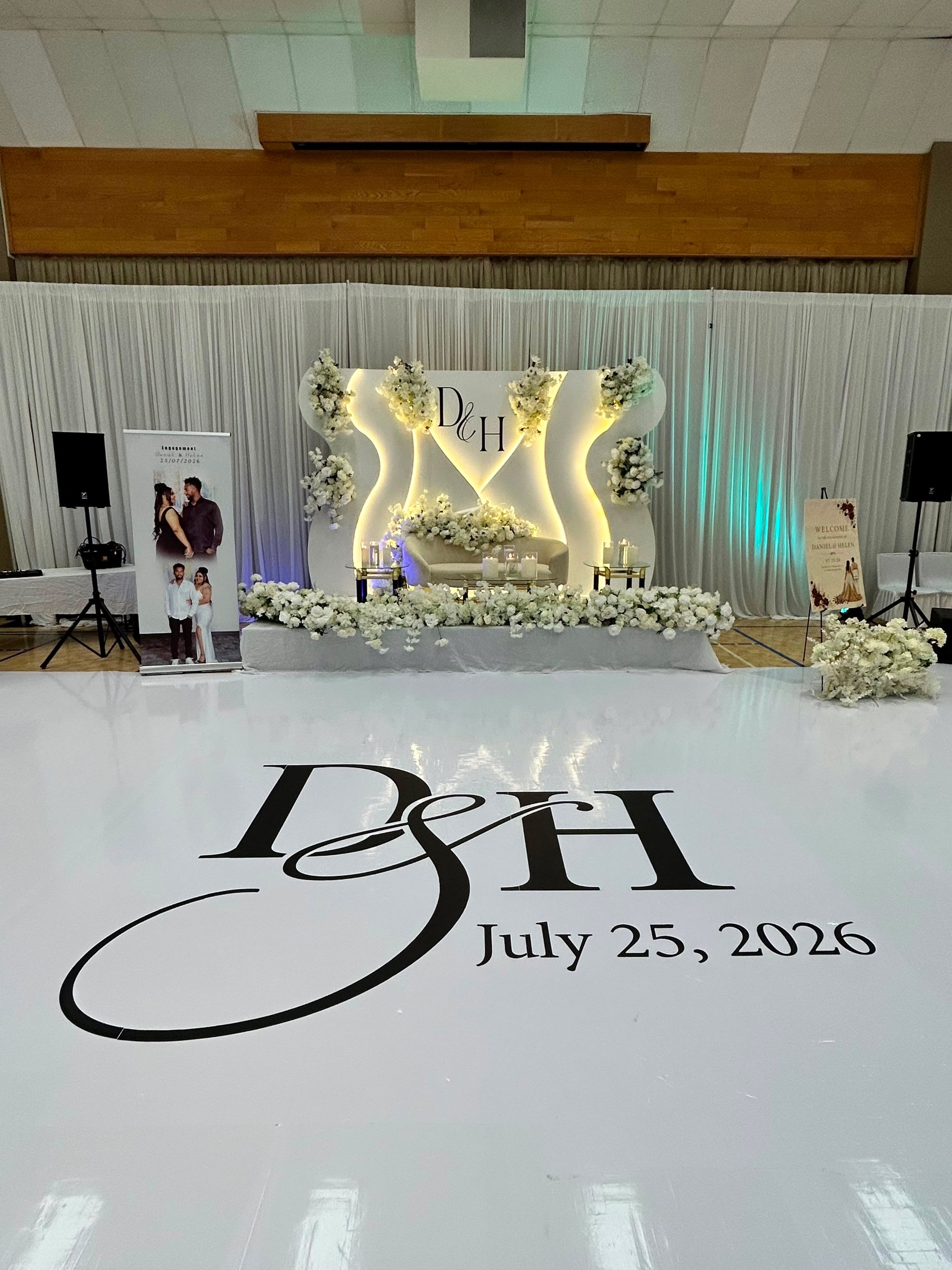 Custom monogram on luxury wedding floor