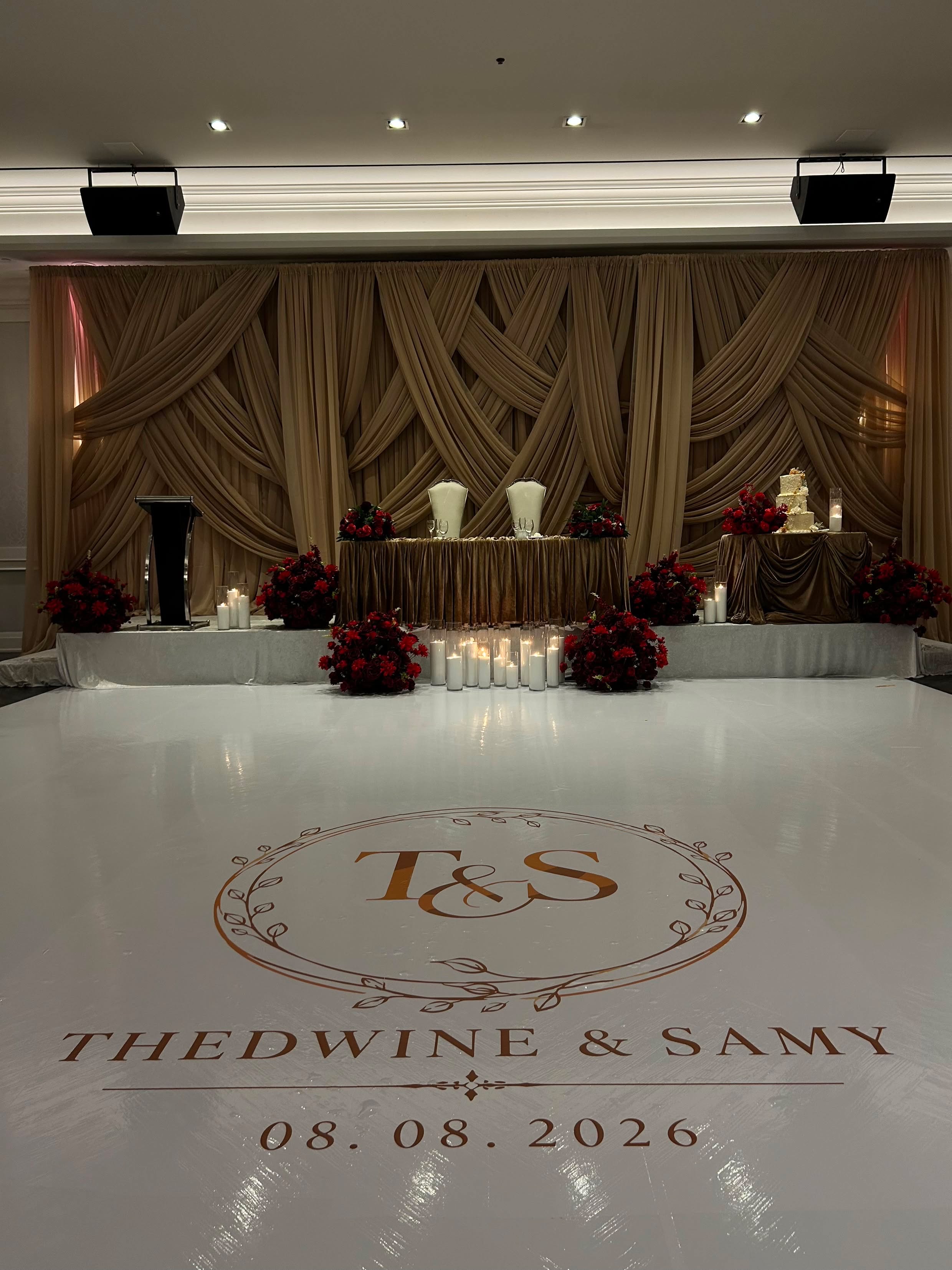 Luxury wedding dance floor monogram wrap