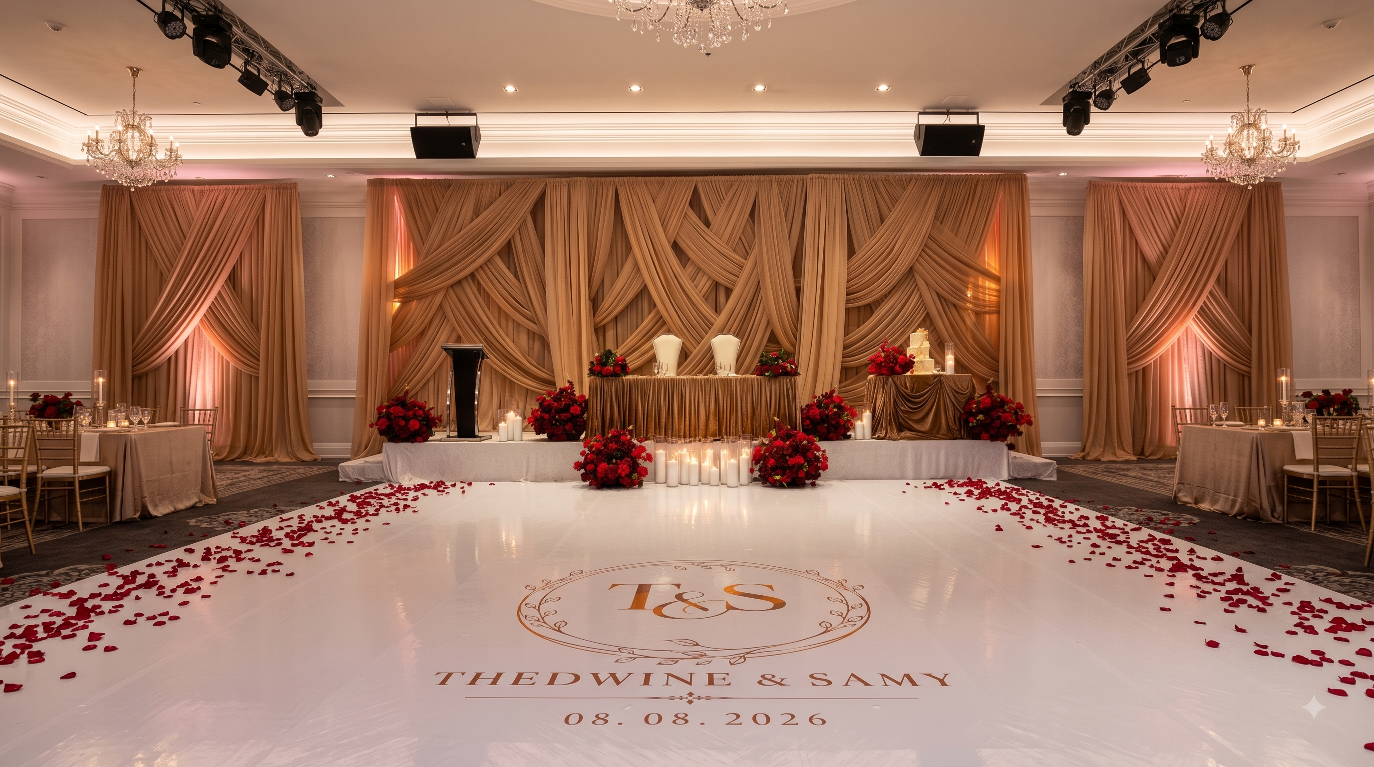 Luxury event venue with custom floor wrap